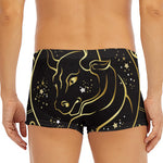 Gold And Black Taurus Sign Print Men's Short Boxer Briefs