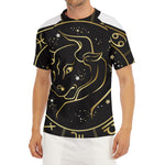 Gold And Black Taurus Sign Print Men's Short Sleeve Rash Guard