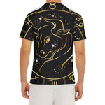 Gold And Black Taurus Sign Print Men's Short Sleeve Rash Guard