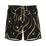 Gold And Black Taurus Sign Print Men's Sports Shorts