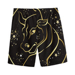 Gold And Black Taurus Sign Print Men's Sports Shorts