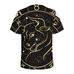 Gold And Black Taurus Sign Print Men's Sports T-Shirt