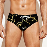 Gold And Black Taurus Sign Print Men's Swim Briefs