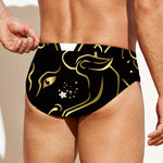 Gold And Black Taurus Sign Print Men's Swim Briefs