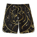 Gold And Black Taurus Sign Print Men's Swim Trunks