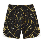 Gold And Black Taurus Sign Print Men's Swim Trunks