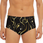 Gold And Black Taurus Sign Print Men's Triangle Swim Briefs