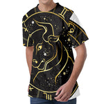Gold And Black Taurus Sign Print Men's Velvet T-Shirt