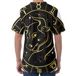 Gold And Black Taurus Sign Print Men's Velvet T-Shirt