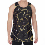 Gold And Black Taurus Sign Print Men's Velvet Tank Top