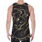 Gold And Black Taurus Sign Print Men's Velvet Tank Top