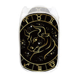 Gold And Black Taurus Sign Print Mesh Laundry Hamper