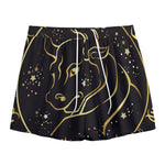 Gold And Black Taurus Sign Print Mesh Shorts