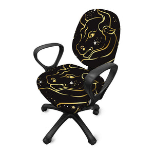 Gold And Black Taurus Sign Print Office Chair Cover