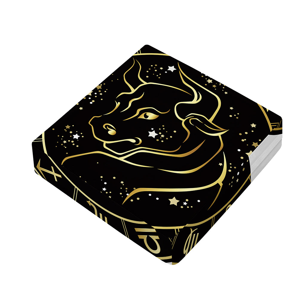 Gold And Black Taurus Sign Print Outdoor Seat Cushion Cover