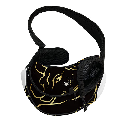 Gold And Black Taurus Sign Print Pet Sling Carrier