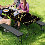 Gold And Black Taurus Sign Print Picnic Table Cover