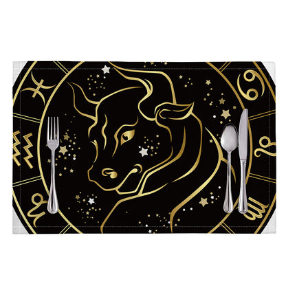 Gold And Black Taurus Sign Print Placemat