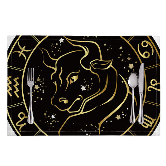 Gold And Black Taurus Sign Print Placemat