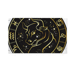 Gold And Black Taurus Sign Print Polyester Flag