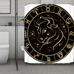 Gold And Black Taurus Sign Print Polyester Shower Curtain