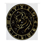 Gold And Black Taurus Sign Print Polyester Shower Curtain