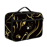 Gold And Black Taurus Sign Print Portable Lunch Bag