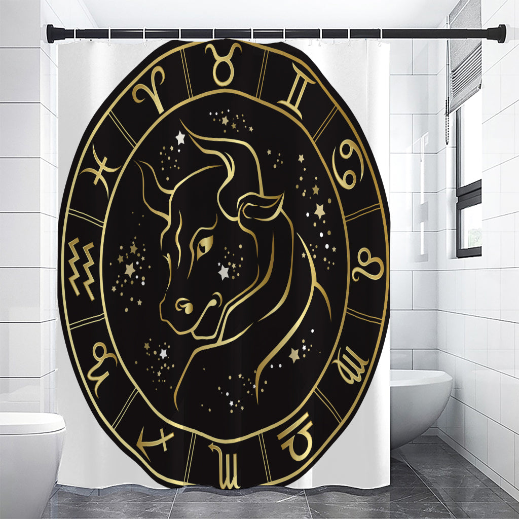 Gold And Black Taurus Sign Print Premium Shower Curtain