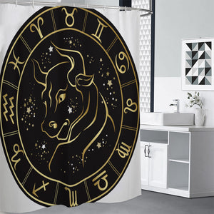 Gold And Black Taurus Sign Print Premium Shower Curtain