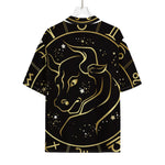 Gold And Black Taurus Sign Print Rayon Hawaiian Shirt