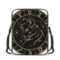 Gold And Black Taurus Sign Print Rectangular Crossbody Bag
