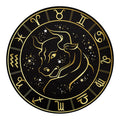 Gold And Black Taurus Sign Print Round Blanket