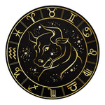 Gold And Black Taurus Sign Print Round Blanket