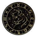 Gold And Black Taurus Sign Print Round Floor Mat