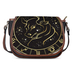 Gold And Black Taurus Sign Print Saddle Bag