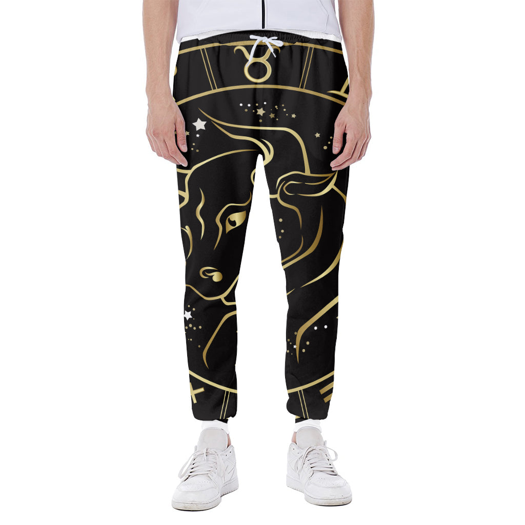 Gold And Black Taurus Sign Print Scuba Joggers