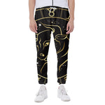 Gold And Black Taurus Sign Print Scuba Joggers