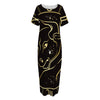 Gold And Black Taurus Sign Print Short Sleeve Long Nightdress