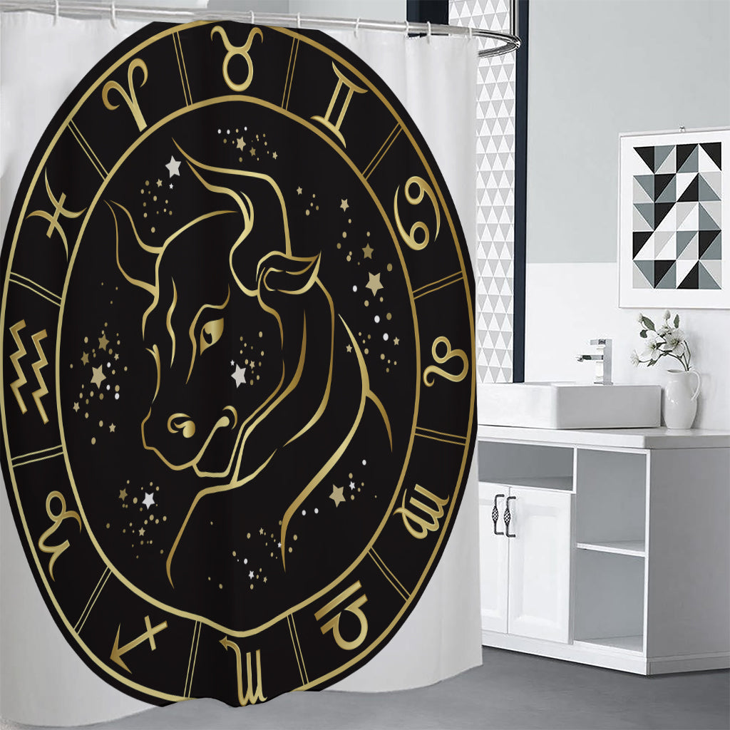 Gold And Black Taurus Sign Print Shower Curtain