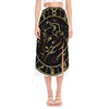 Gold And Black Taurus Sign Print Side Slit Midi Skirt