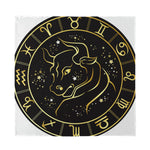 Gold And Black Taurus Sign Print Silk Bandana