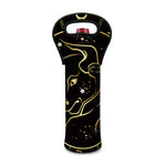 Gold And Black Taurus Sign Print Single Neoprene Wine Tote