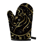 Gold And Black Taurus Sign Print Single Oven Mitt