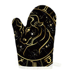 Gold And Black Taurus Sign Print Single Oven Mitt