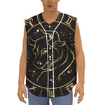 Gold And Black Taurus Sign Print Sleeveless Baseball Jersey