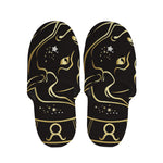 Gold And Black Taurus Sign Print Slippers