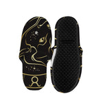Gold And Black Taurus Sign Print Slippers
