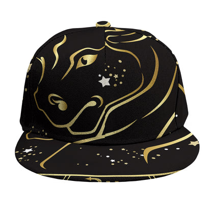 Gold And Black Taurus Sign Print Snapback Cap