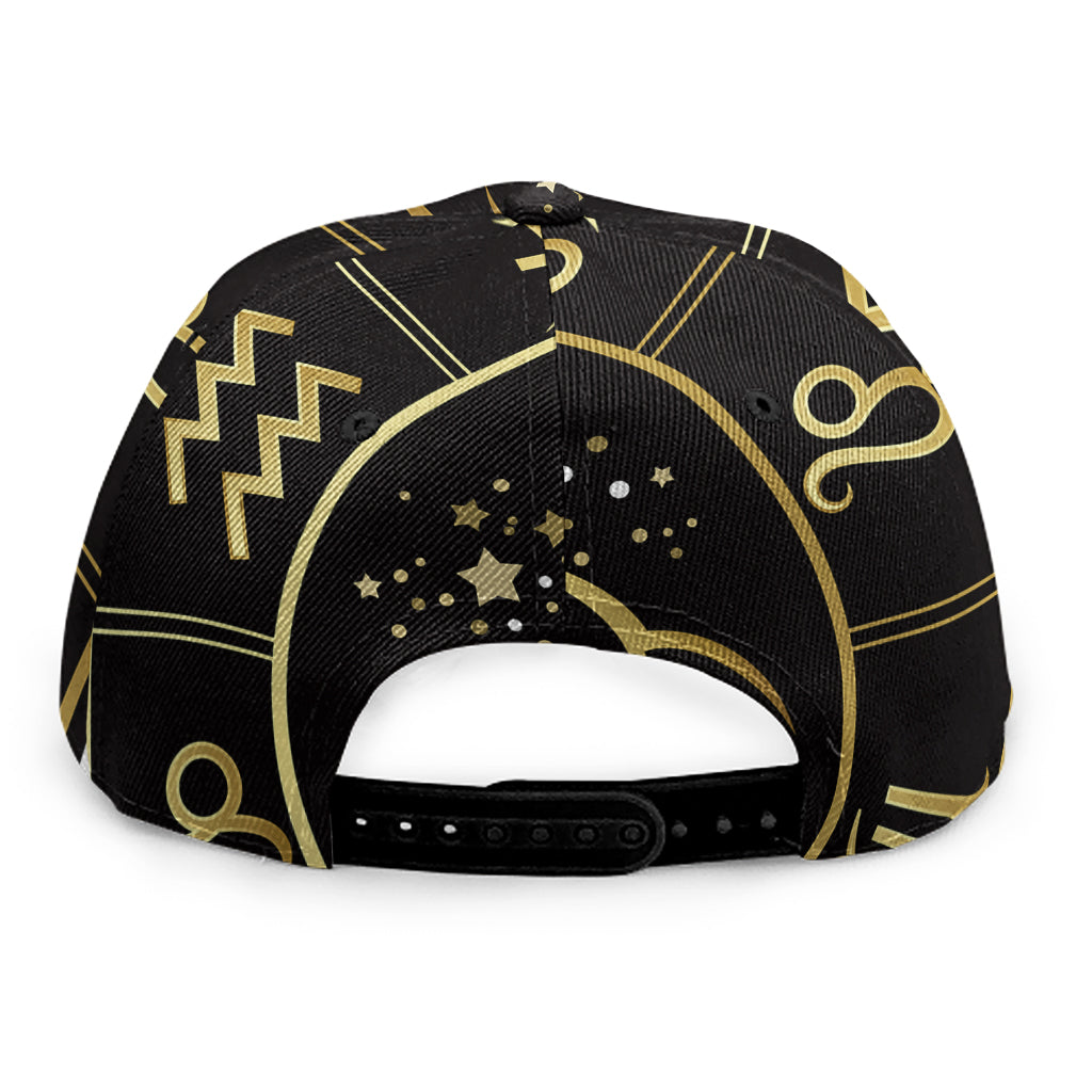 Gold And Black Taurus Sign Print Snapback Cap