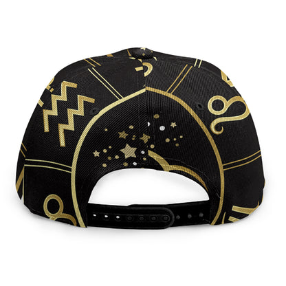 Gold And Black Taurus Sign Print Snapback Cap